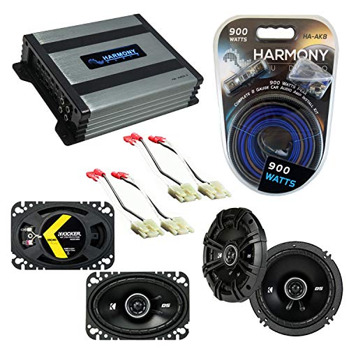 Harmony Audio Bundle with Kicker Speaker Replacement & Harmony HA-A400.4 Amp Compatible with Oldsmobile Bravada 1991-1994