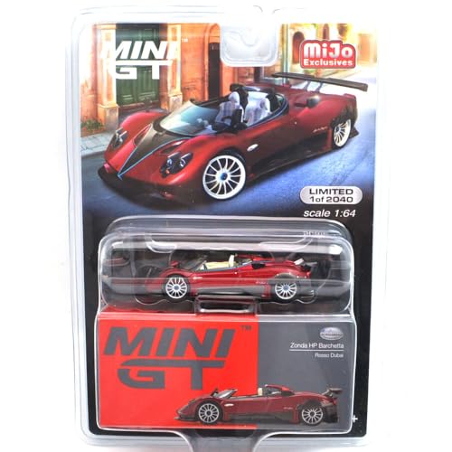 Pagani Zonda HP Barchetta MINI GT 1:64 voiture miniature exclusive Rosso Dubai