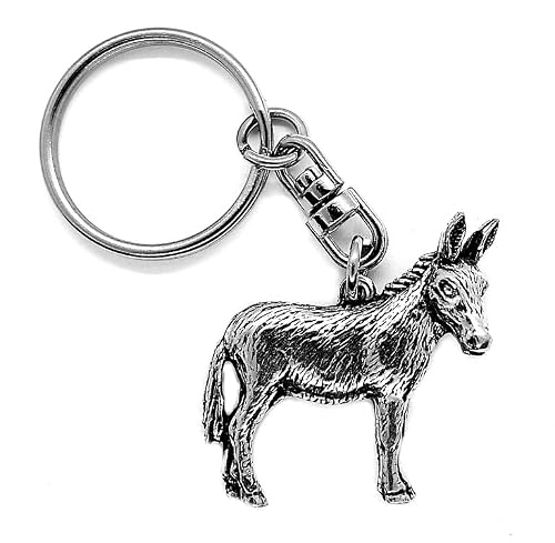 Pewter Donkey Keyring (single sided) in a Burlap Pouch