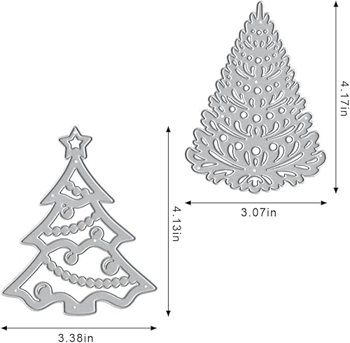 Miniatura 7 de 2 piezas de troqueles de metal para árbol de Navidad, troqueladas de tarjetas de Navidad, plantillas de grabado de árbol de metal, troqueles de