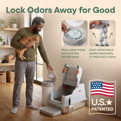 Stainless Steel Cat Litter Box with Lid, Big Waste Bin, Light Gray — 사진 4