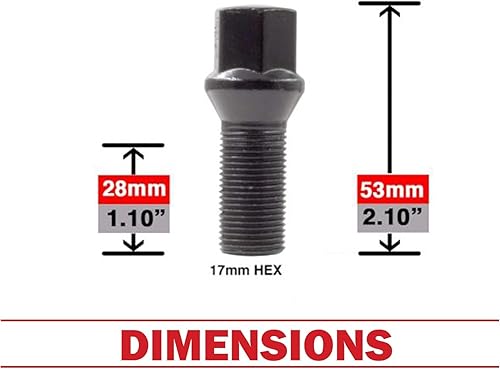 Vista 10 de Wheel Accessories Parts 20 piezas M15 x 1.25 15 x 1.25 pernos de asiento de bellota 6 ranuras para automóvil de 1.575 in de longitud de rosca