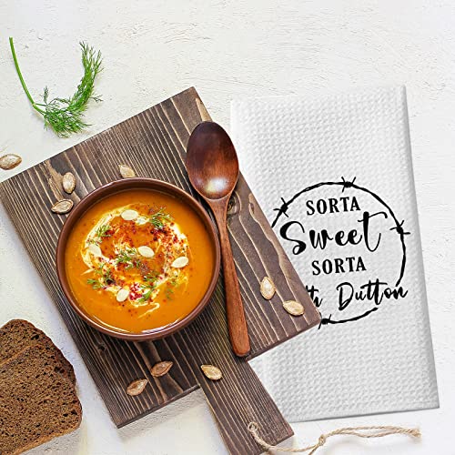 Homythe Yellowstone Merchandise, Sorta Sweet Sorta Beth Dutton Gifts, 2 Pack Yellowstone Kitchen Towels, Dutton Ranch Tv Show Gifts, Absorbent Waffle Weave Dish Towel For Women Men #TOP2