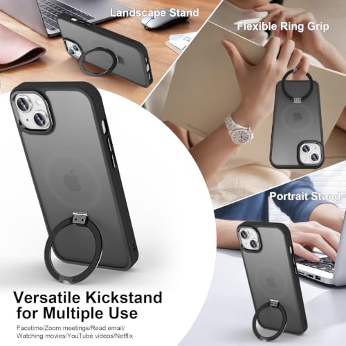 Lufanbis Magnetic for iPhone 15 Case with Ring Stand, Space Black - image 3