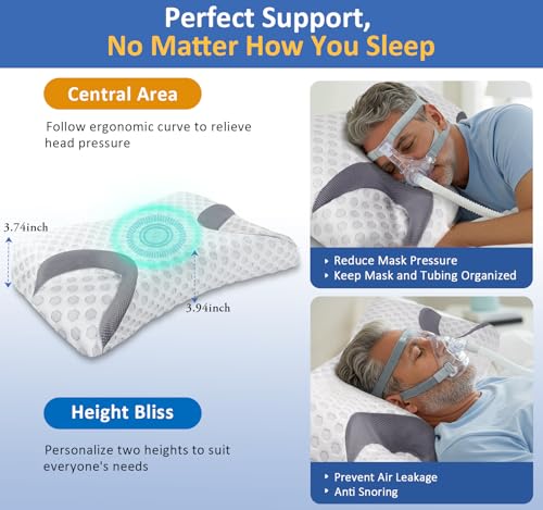 Hydomi Memory Foam Pillow for Side Sleeper - Sleep Apnea Pillow for Sleeping - CPAP Nasal Pillows Suit for All CPAP Masks User - Orthopedic Neck Support Pillow Relief Neck Pain for Side Back Sleepers - Image 2