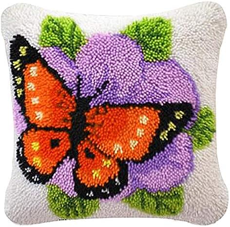 Latch Hook Kits for Adults and Kids, DIY Pillow Case Making Kit with Printed Canvas, 17x17 Inch