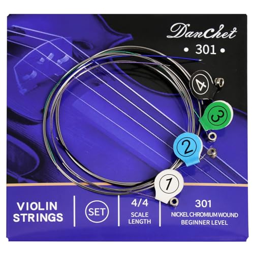 Danchet Violin Strings 4/4 Full Set Beginners Level, Ball End, Nickel Chromium Wound 301.…