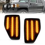 Bestview LED Side Marker Lights Compatible with 2006-2010 H‘ummer H3 2009-2010 H3T, Driver & Passenger Side, Smoked Len