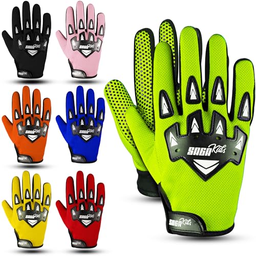 SAGA SPORTS Fahrradhandschuhe Kinder – Atmungsaktive & rutschfeste MTB, Motocross & Fahrrad Handschuhe für Jungen & Mädchen, Stoßdämpfend, Robust & Wasserdicht, Ideal für Outdoor Sport 4–12 Jahre