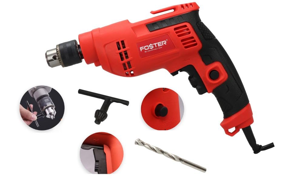 FOSTER FPD-010NX | Drill Machine for Home Use | 500W | Made in India | Copper Armature Forward/Reverse Variable speed FPD-010NX Pistol Grip Drill (10 mm Chuck Size)