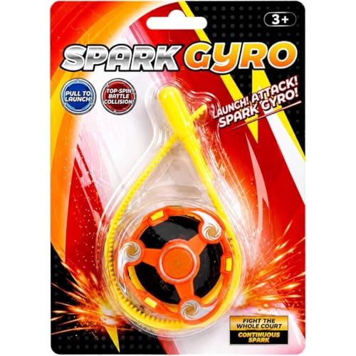 Image of Kidoyz Spark Gyro Battle Spinning Top Toy Set for Kids with Launcher, High Speed Spin Attack Arena Game, Fun Fighting Gyroscope Toys for Boys & Girls Age 3+ (Pack of 2)