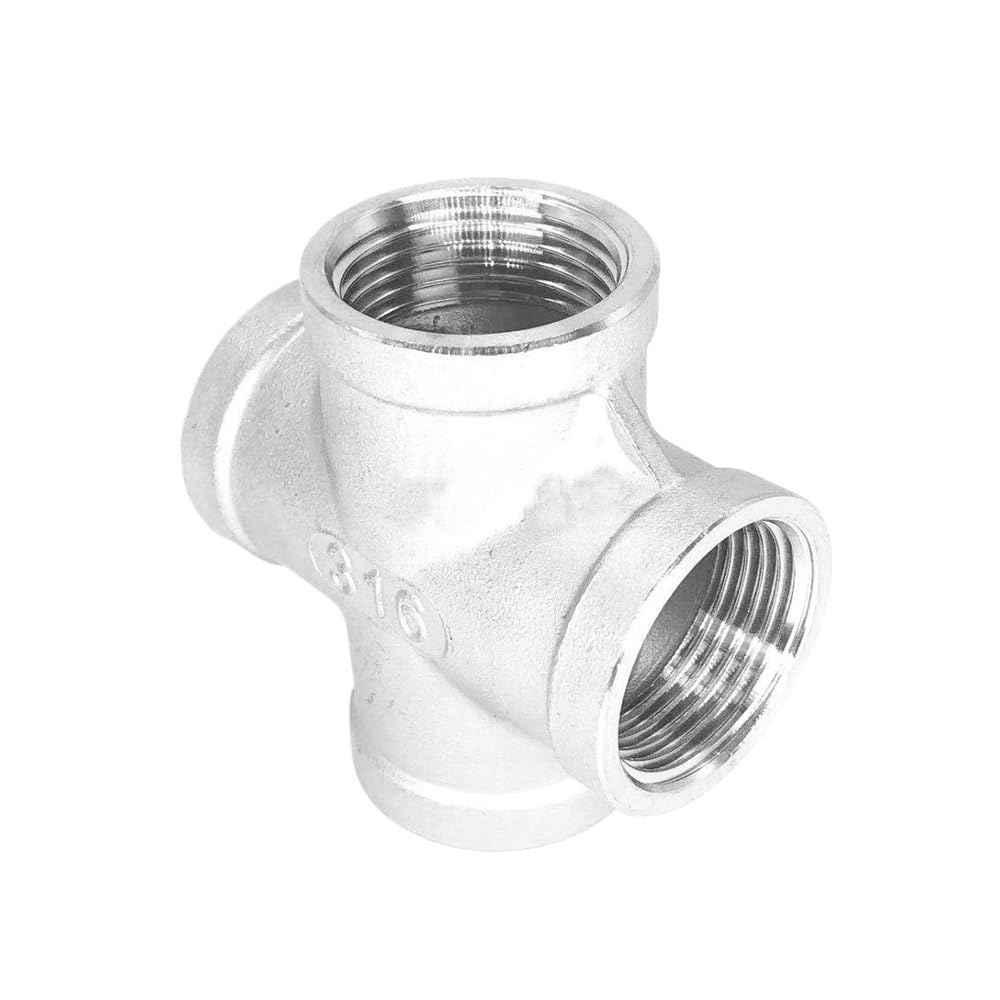 Conector de conexión tubería acoplamiento cruzado 4 vías acero inoxidable 316 for rosca hembra BSP 1/4", 3/8", 1/2", 3/4", 1", 1-1/4", 1-1/2"(1-1/2")