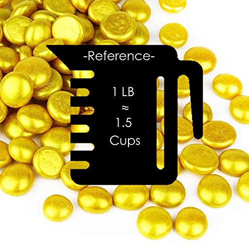 Image of CYS EXCEL Gold Glass Gemstone Beads Vase Fillers (6 LBS) Flat Marble Beads Multiple Color Choices Aquarium Decor Rocks Floral Stones Decorative Mosaic Glass Gem Pebbles