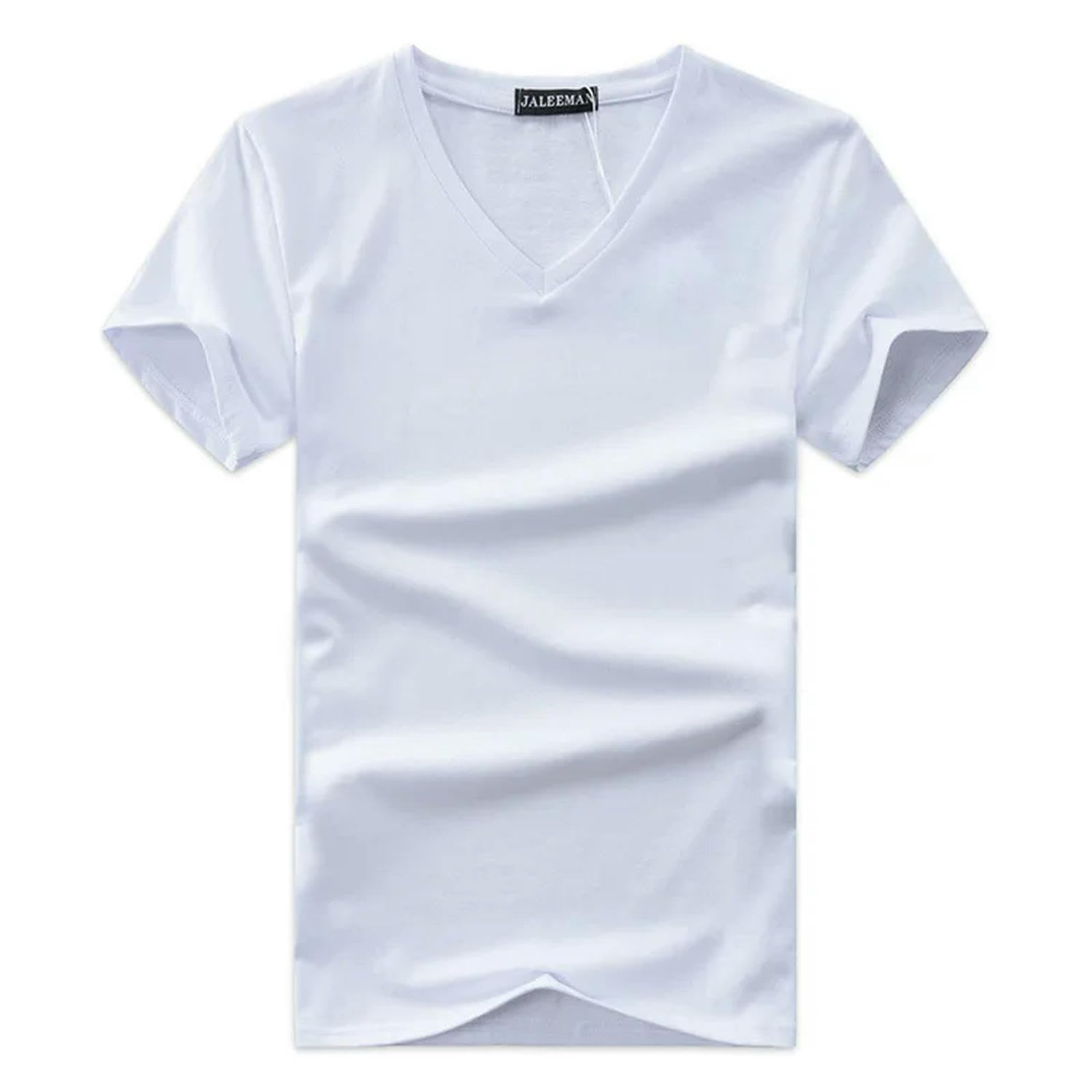 TEidea Męskie T-shirty T Shirt Męskie Topy Dekolt W Serek Krótki Rękaw Slim Fit Casual Plus Size Camisetas, N, XXL