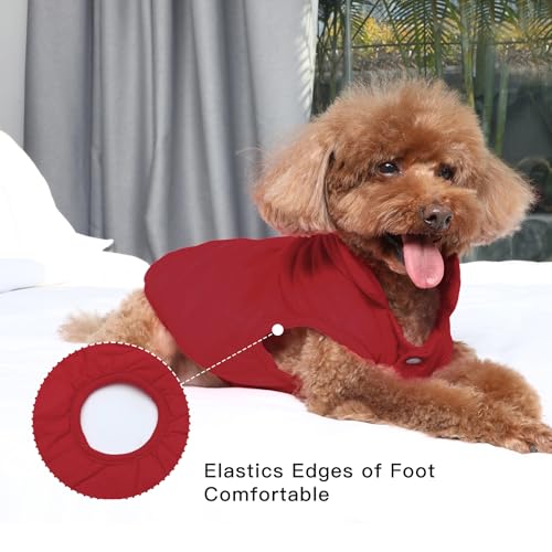 Mit Fleece gefütterte Hundejacke mit 2 Schichten von JoyDaog, sehr warm für den Winter und kaltes Wetter, extraweiche, winddichte Hundeweste(S, rot)