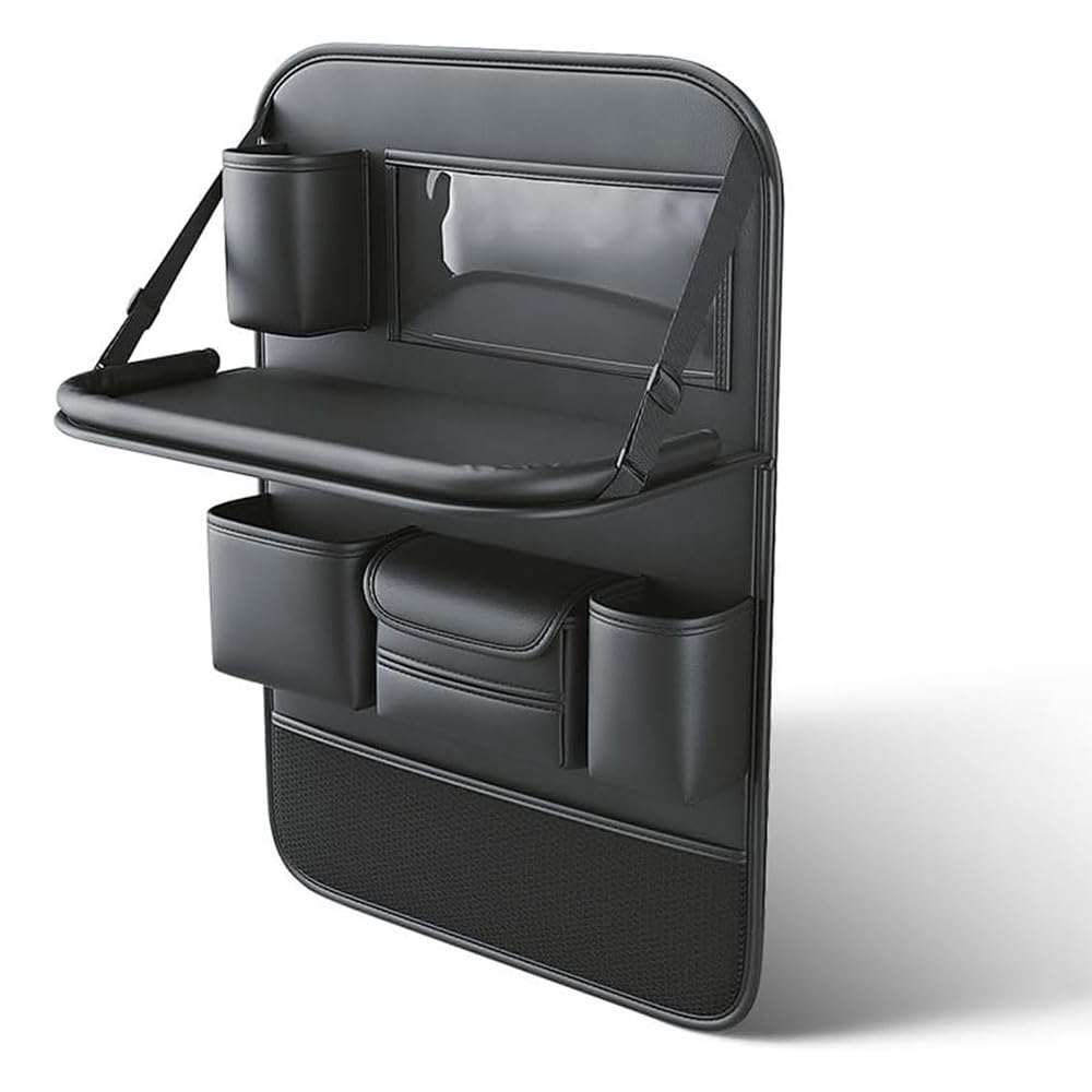 Organisateur Voiture Siège Arrière avec Plateau de Table Pliable pour BMW i4 (G26 2021-2025 2026), Protection Dossier Siège Auto en Cuir PU Imperméable