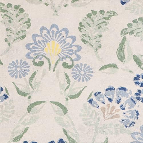 Image of Pure Source India Pure Cotton Elegance Bedding Set, Dreamy Cotton Comfort Double Bed Sheet with Pillow Covers (Pale Ivory Blue Marigold)
