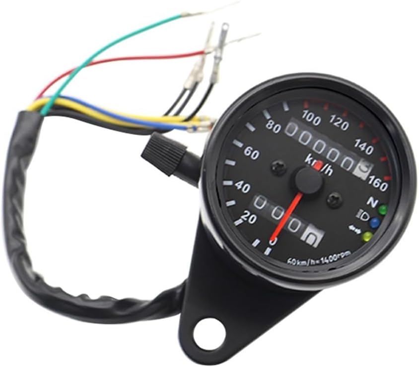 Motorcycle Odometer Gauge 12V Universal Motorcycle Tachometer Odometer with Blue Turn Signal Headlight Indicator Motorbike Gauge Digital Dash