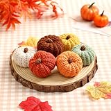 Woiqeuwr Mini Knit Pumpkins Set of 6 Autumn Decorative Fabric Pumpkins for Table Tiered Tray Shelf Fall Season Accent Decor Thanksgiving Gift