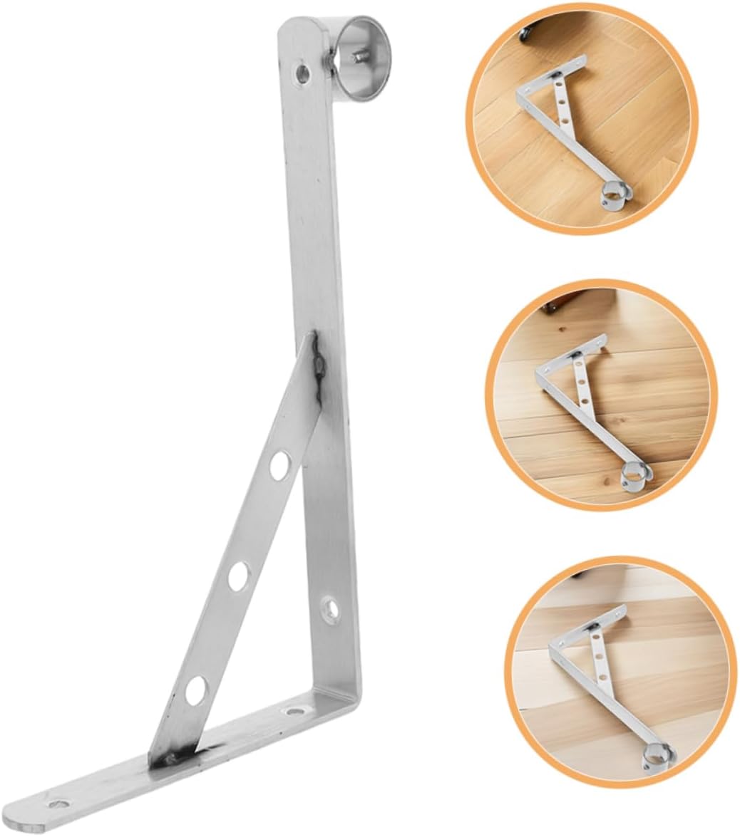 2pcs Stainless Steel Wall Mounted Closet Rod Brackets Heavy Duty Triangular Pole Support for Laundry Hanging Rack Durable Socket Holders for Space Optimization