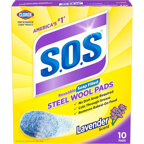 Image of S.O.S Steel Wool Soap Pads, Lavender, 10 Count (Pack of 6)