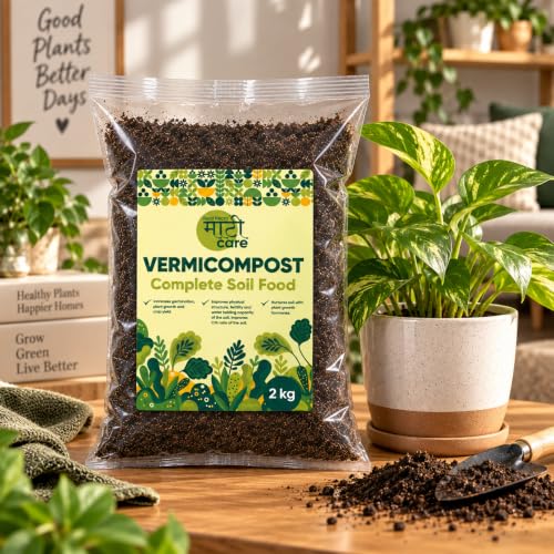 Image of Maati Care Vermicompost Fertilizer for Plants - 2kg | 100% Natural Vermi Compost Manure for Home Garden & Balcony Plants | Organic Soil Booster for Plant | Ideal for All Gardening Needs