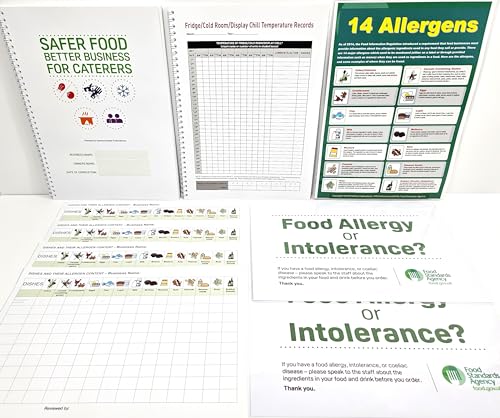 Safer Food Better Business Caterers NEW for 2024 SFBB with 13 Month Diary + Fridge Temperature Records + Allergen Pack