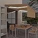 Susany Tenda Sole Retrattile Manuale Parasole e LED, Tendalino a Scomparsa con Manovella, Tende da Sole per Esterno, Tende per Balcone 4x3m Gialla Bianca