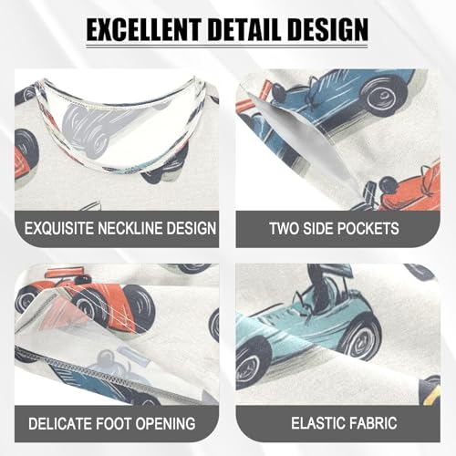 Pajama Sets Short Sleeve Racing Cars Pattern Print Soft Cotton Summer Sleepwear 2 Piece PJS Size 5-14T3
