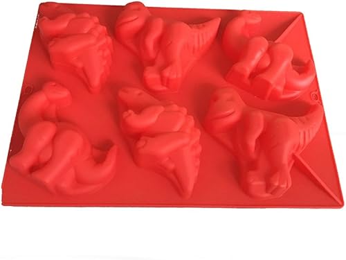 Miniatura 3 de X-Haibei Juego de moldes de silicona de dinosaurio, molde de dinosaurio de 6 cavidades para jabón, bombas de baño, cera de velas, yeso y cubos de
