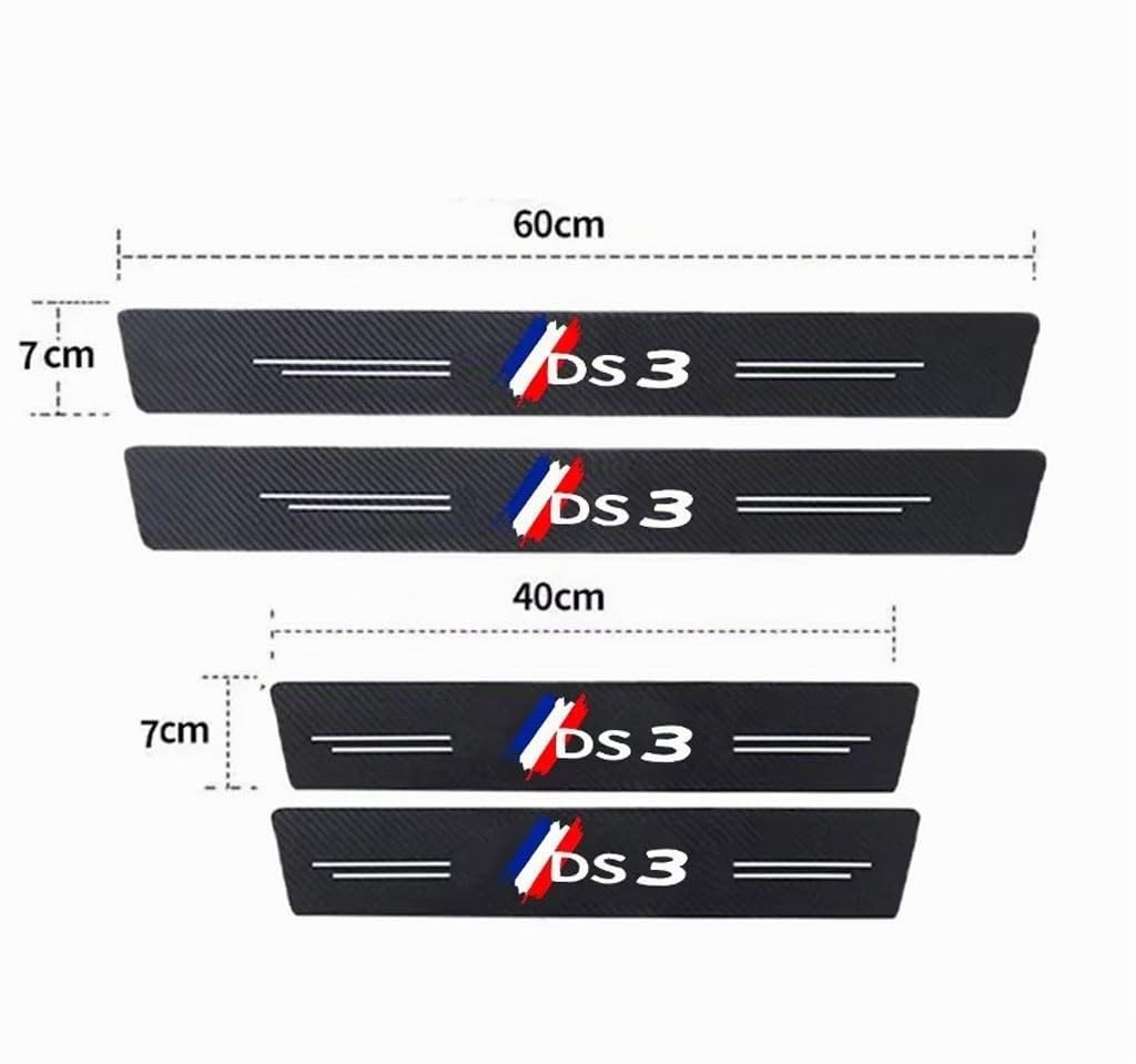 4 Pièces Protection Seuil de Porte de Voiture pour Citroen DS3, Autocollant en Cuir de Fibre de Carbone Plinthes pour Auto (DS3)