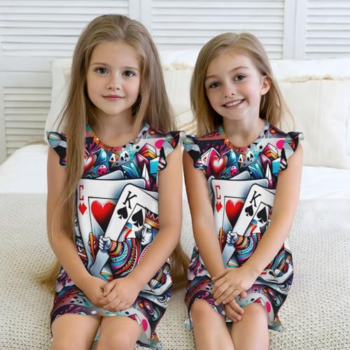 Augenstern Flutter Sleeve Nightgown Poker-Cards Soft Sleepwear Nightdress4