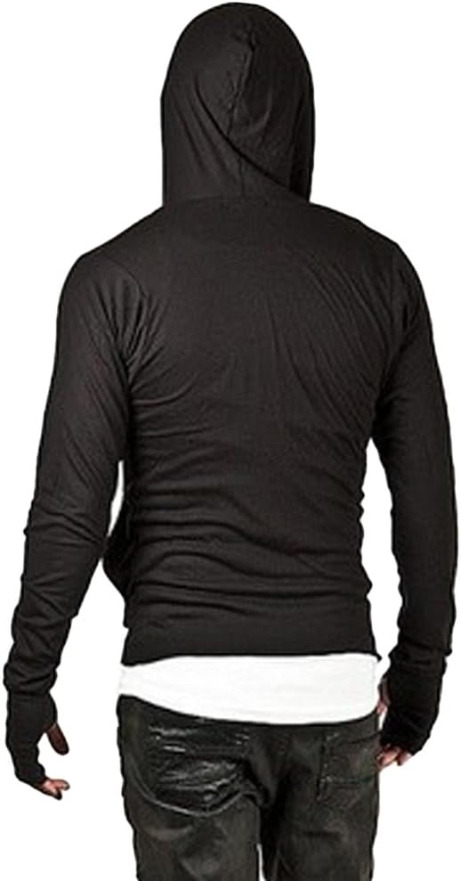 ZUEVI Men's Hoodies Cool Side Zipper Assassin Robe Jacket Cosplay Hooded Sweatshirts XX-Large Black