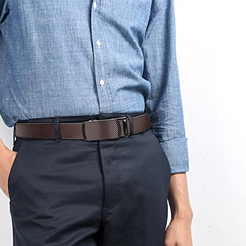 Image of DOOPAI Men's 2 Pack Ratchet Dress Belt - Adjustable 1 3 /8 inch Genuine Leather, Size Length Can Be Cut, With Gift Box