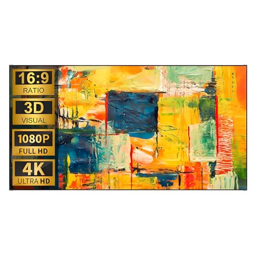 XOBRJQZ 84 Inch Fixed Frame Projector Screen, Diagonal 16:9 Format Projection Screen, 8K 4K Ultra HD 3D Wall Mount Projector Screen for Home Theater or Office