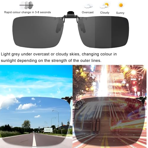 Image of Clip on Polarized Night Vision Driving Glasses Flip up Sunglasses UV-400 to Wear Over Glasses for Night Driving