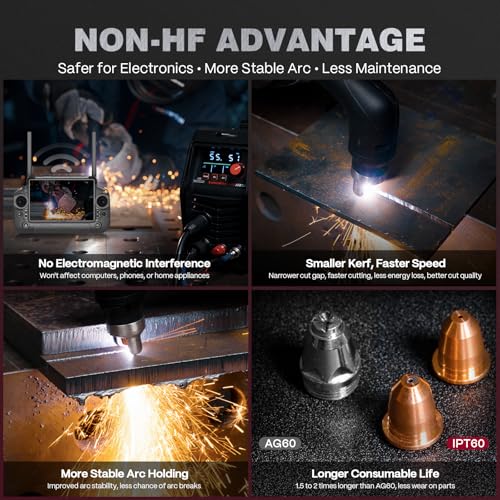 Image of ARCCAPTAIN iControl [Non-HF] Plasma Cutter CUT55 MP with APP Control, 55Amp Blowback Pilot Arc, 120V /240V, Upgraded LED Display, Expanded Metal, Rust Removal, Plasma Gouging, Pressure Detection