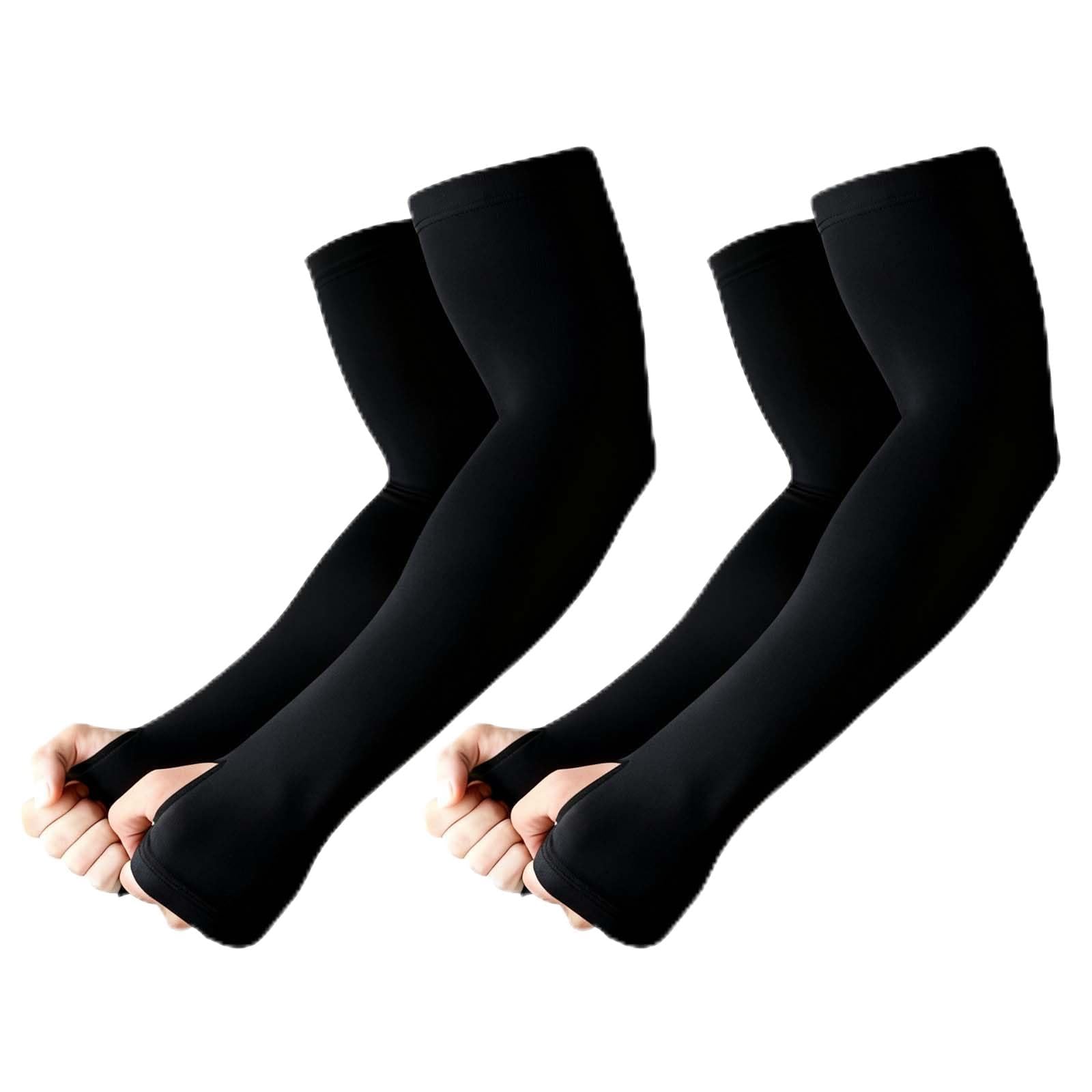 WEINIBAO Lange Armstulpen Schwarz, Arm Stulpen Warm mit Daumenloch, Größe M Armschoner Volleyball, UV-Schutz Ärmlinge Radsport, Arm Aleeve Gaming, Armstulpen Winter für Frauen Männer Radfahren Laufen