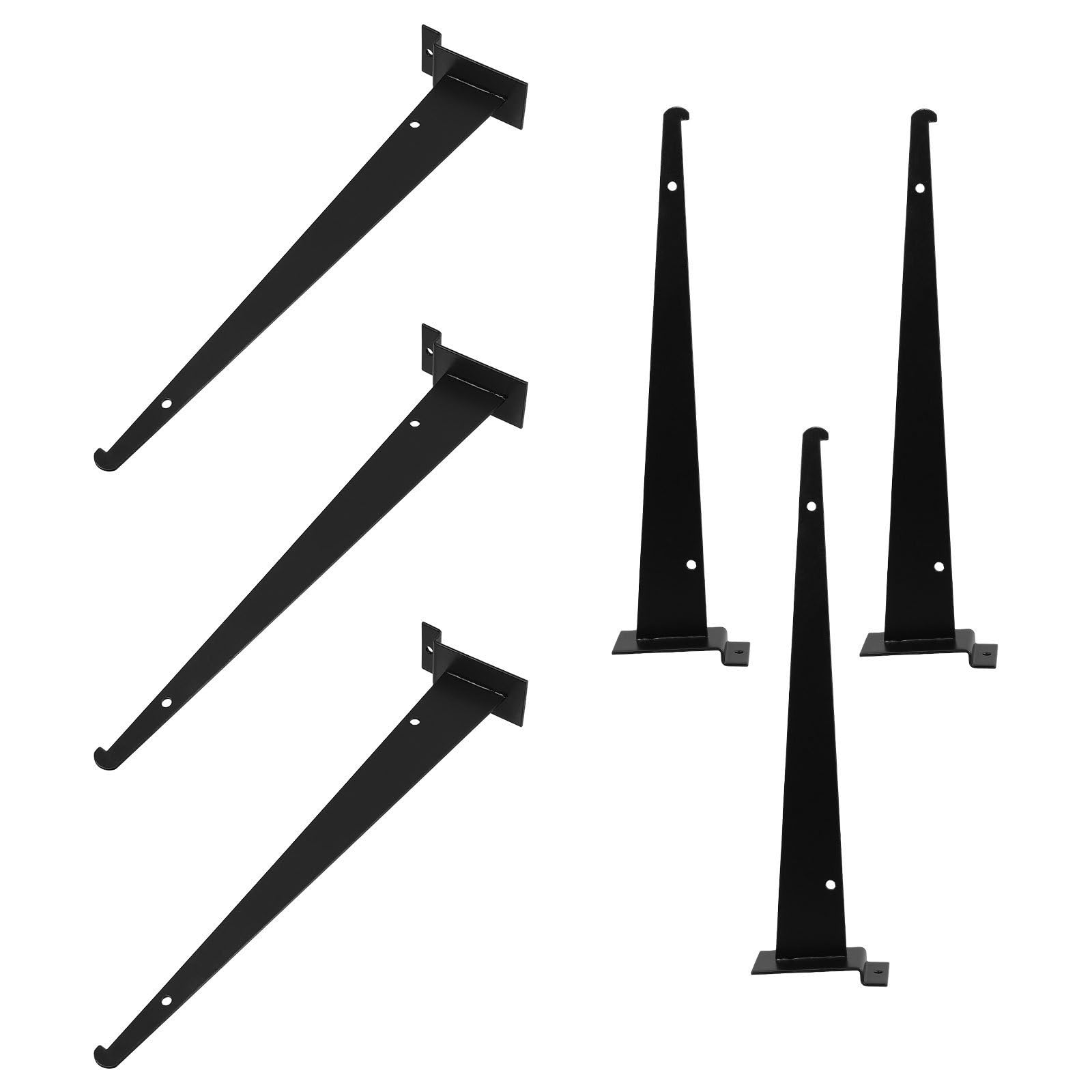 SHERCHPRY Soportes para Estantes de Hierro Negro 6 Piezas Soldadura Continua y Fácil Instalación Resistentes para Estanterías de Listones Ideales para Supermercados y Almacenes