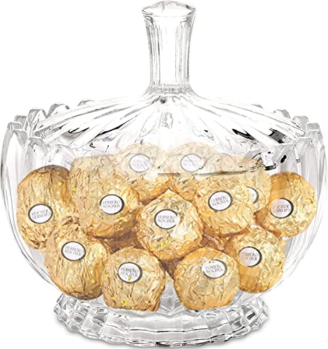 Image of WRINGO Flower Shape Glass Candy Jar with Lid | Decorative Glass Storage Container for Candy, Cookies, Chocolates, Dry Fruits |Elegant Flower Design Jar for Home Kitchen & Dining | (Pack of 1)