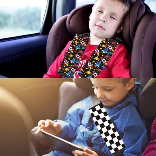 Image of Seat Belt Cover for Kids, Seat Belt Pad for Boys Girls, Car Seat Straps Shoulder Pads for Kids, Kid's Seat Belt Cushion, Shoulder Strap Pad, 1 Piece (Checker)