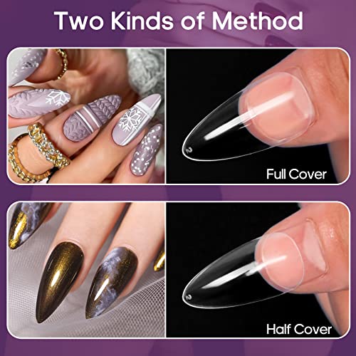 Almond Nail Tips Funfe 240Pcs Clear Nail Tips Soft Gel Nail Tips Full Cover Nail Short Almond Nail 12 Sizes Artificial Pre-Shape Stiletto False Nail Oval Design Press On Nails For Home Diy Nail Salon #TOP2