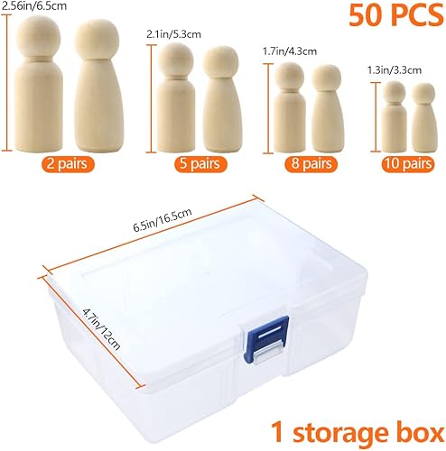 Miniatura 2 de NODG 50 muñecas de madera sin terminar, adecuadas para manualidades infantiles, pintura, juegos, decoración del hogar