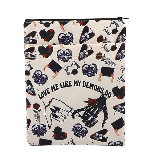 Pochette pour livre Enemies to Lovers au café ou en voyage motif squelette gothique