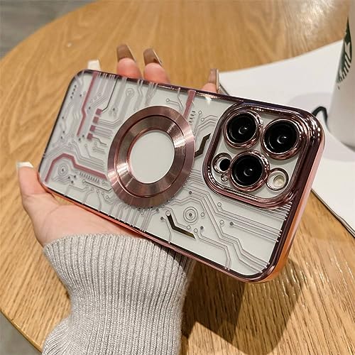 Coque transparent magnétique iPhone 14 avec placage chic