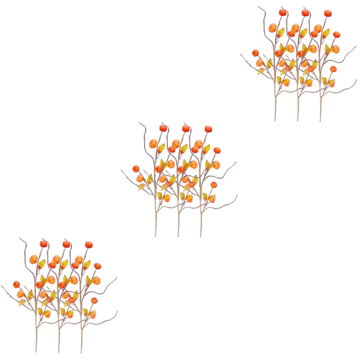 PRETYZOOM 3 Sätze Künstlicher Kürbiszweig Kürbisse Kunstplflanze Artificial Plant Herbsdeko Pumpkin Decor Blumenstecker Herbstpicks Thanksgiving-kürbiszweig Schaum Orange 3 Stück * 3