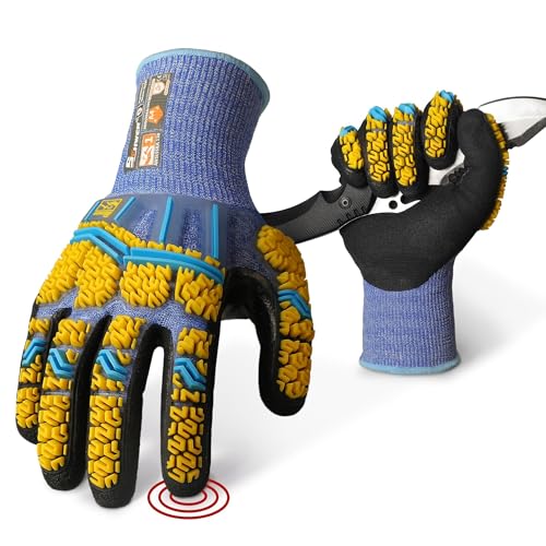 Schwer PRO-SKIN Impact Gloves with ANSI A4 Cut Reistant Protection, Flexible and Comfortable Work Gloves with Grip，Touchscreen, Used for Oil and Gas E&P，Mechanic, Construction, L, PM3900-T