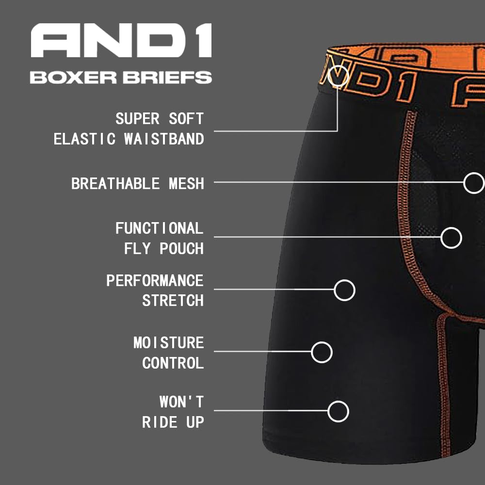 AND1 Sport Boxershorts 5er Pack Unterwäsche Herren Unterhosen Männer Retroshorts Boxer Brief Sportunterwäsche Retro Pants Mit regulärem oder langem Bein