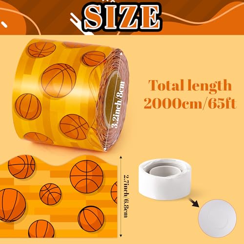 Image of BeYumi Basketball Sport Border Trim - 65ft Back to School Basketball Sport on Orange Scalloped Rolled Border Trim Ball Sports Theme Bulletin Board Set Party School Classroom Chalkboard Wall Decoration