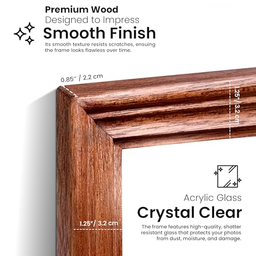 Image of Handmade Wooden Rectangular Photo Frame,5 x 7 inch Display for Artworks,Pictures & Photos of Your Loved Ones,for Table & Wall,Best Gifts,Home Decor,Office,Living Room,Bedroom,Warm Walnut